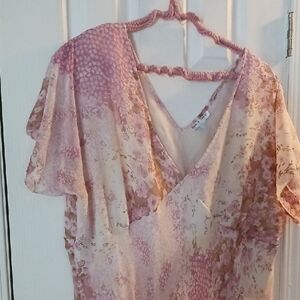 Floral Pink and Cream Women's Top